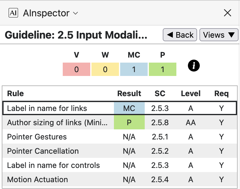 SC 2.5 Input Modalities; 1 MC, 1 P