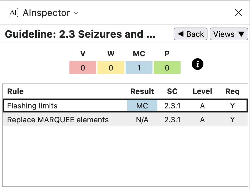 SC 2.3 Seizures and ; 1 MC, 0 P